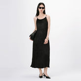 Women's Textured Black Slip Dress